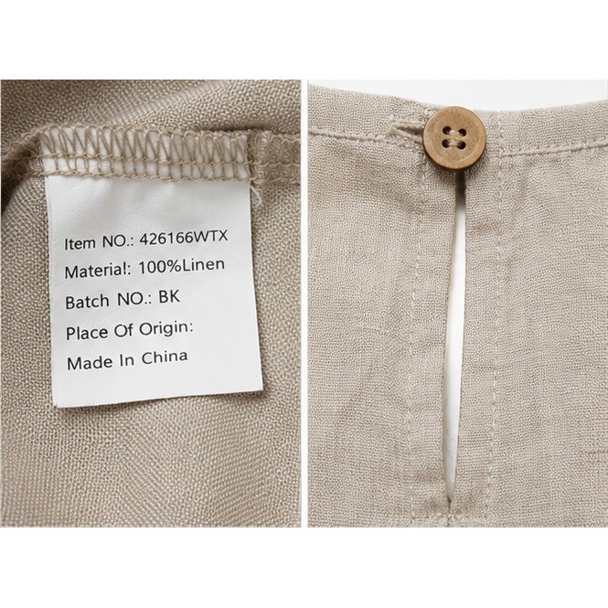 100% Linen Sleeveless Shell Top Beige Oatmeal Keyhole Back 426166WTX Womens