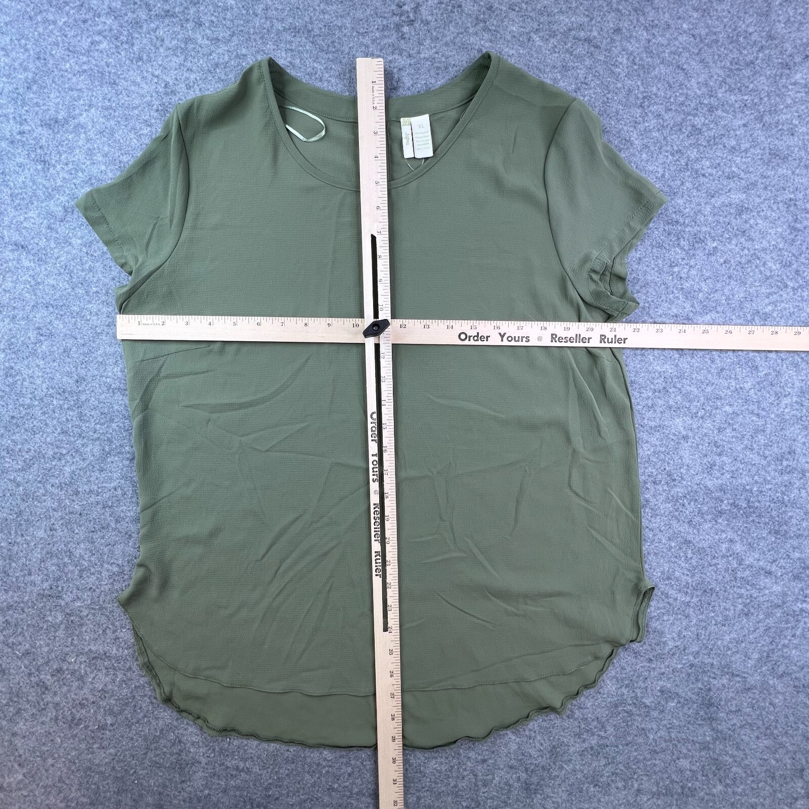 Japan Womens Extra Large Green Short Sleeve Blouse
