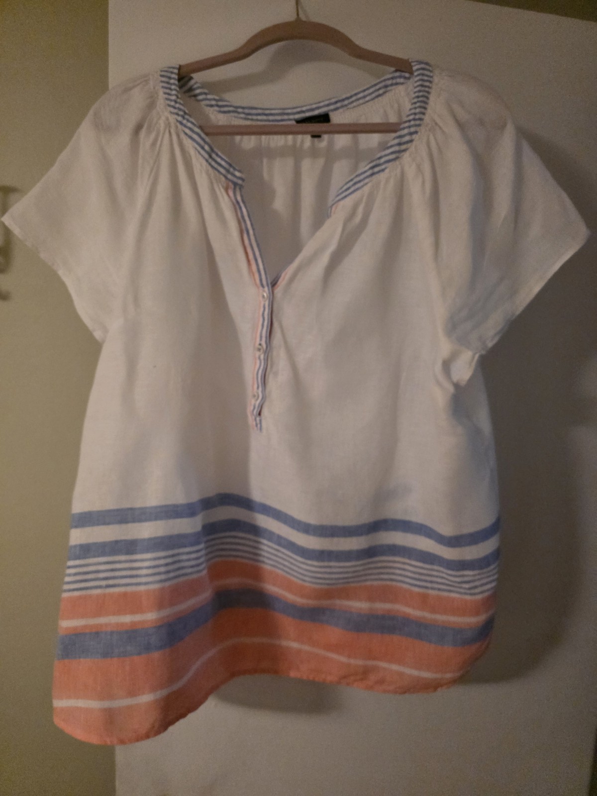 Breezy 100% Linen Boho-style Top By Talbots Size XL