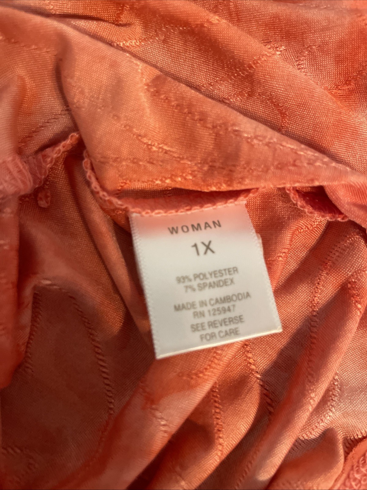 Westport 1962 Peasant Blouse Womens 1X Coral 3/4 Sleeve Flowy Boho