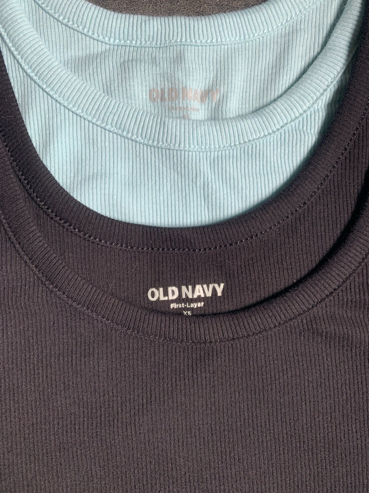 Old Navy First Layer Ribbed Tank Top 2 Pack Size XS Baby Blue And Black NWOT