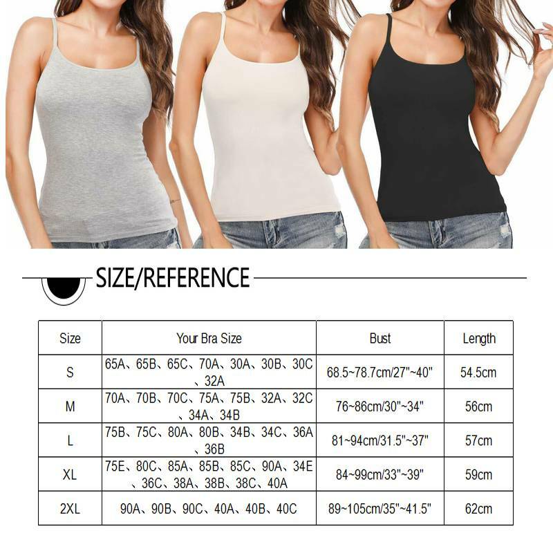 US Women Camisole Tank Tops Adjustable Strap Tops With Built in Padded Bra Vest