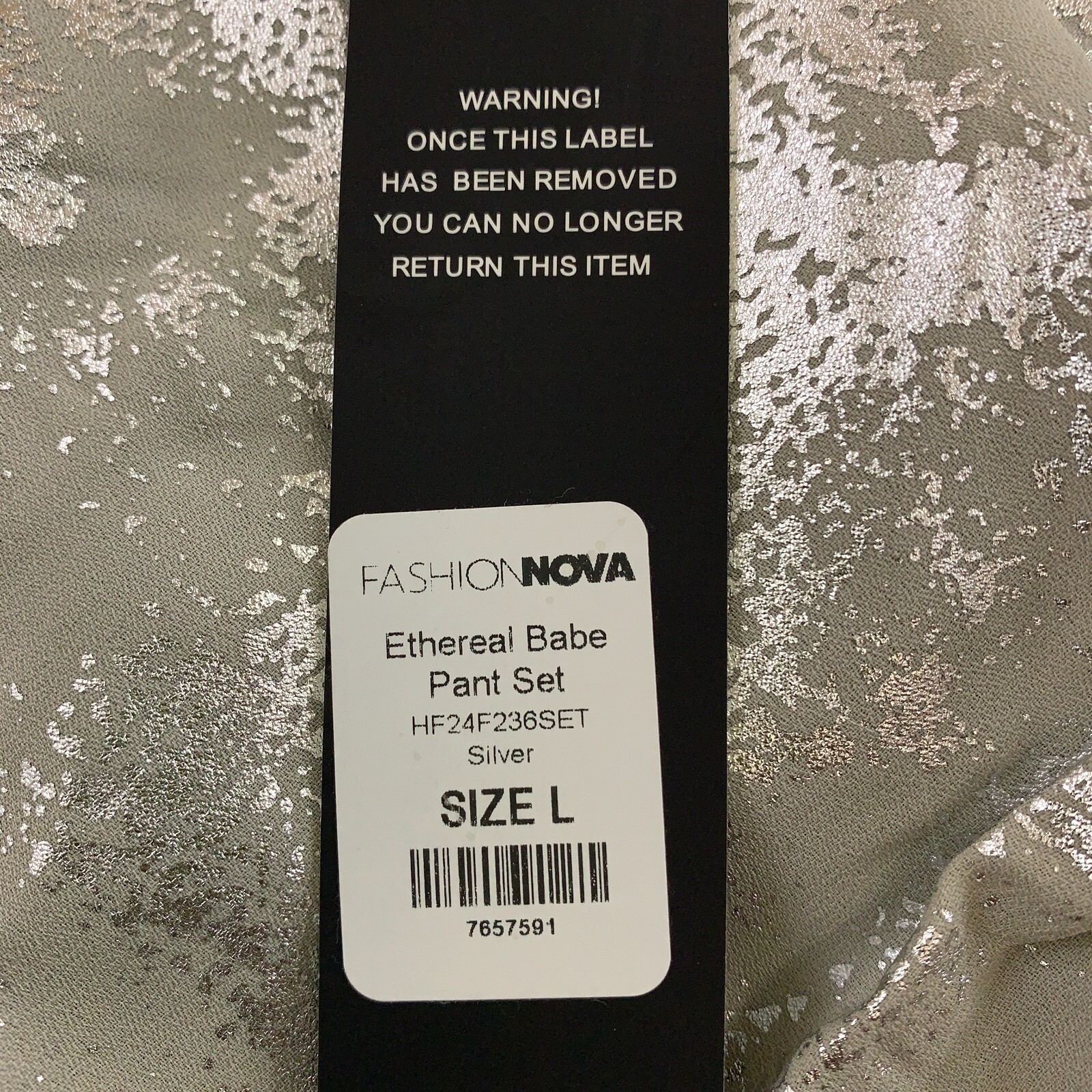 Fashion Nova Womens Size Large Silver Metallic Strapless V Hem Crop Top NWT