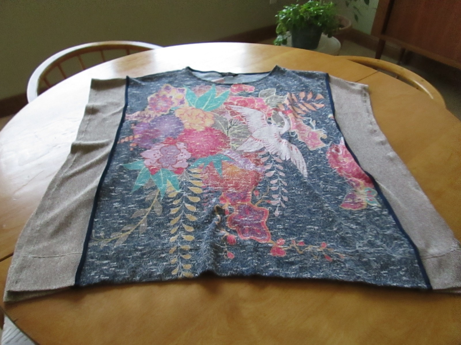 Citron Santa Monica Vintage ASIAN PONCHO Style Early Knit Top Big XL