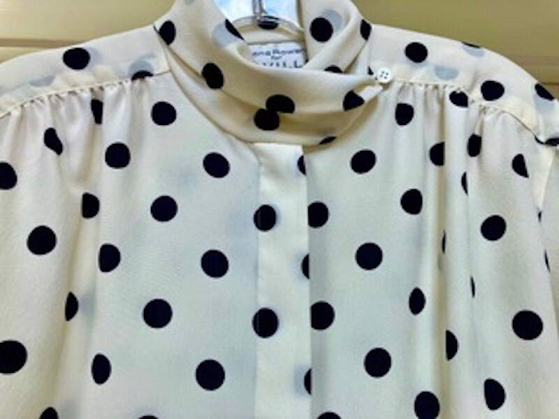 Rena Rowan For Saville Black Polka Dotted Blouse. Size 8