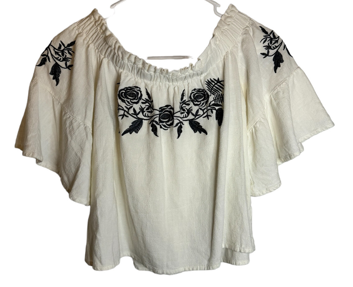 ALTAR’D STATE women’s floral boho top oversized sleeves size small linen blend