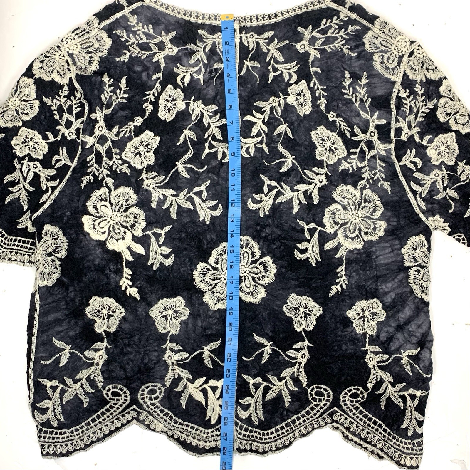 Women One Size Kimono Fully Embroidered Tie Front Boho Lightweight Beach Duster