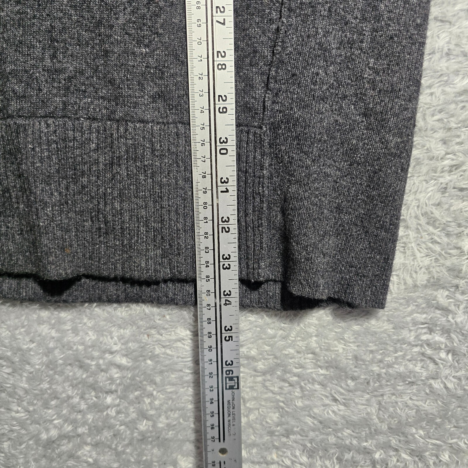 Wallace Sweater Womens Medium Gray Plunge VNeck Tunic Lambs Wool Cashmere Rabbit