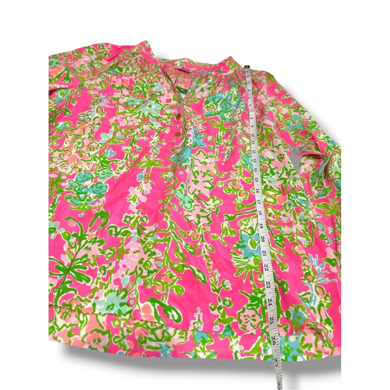 Lilly Pulitzer NWT Elsa Silk Top Flamingo Pink Southern Charm Floral Sz M
