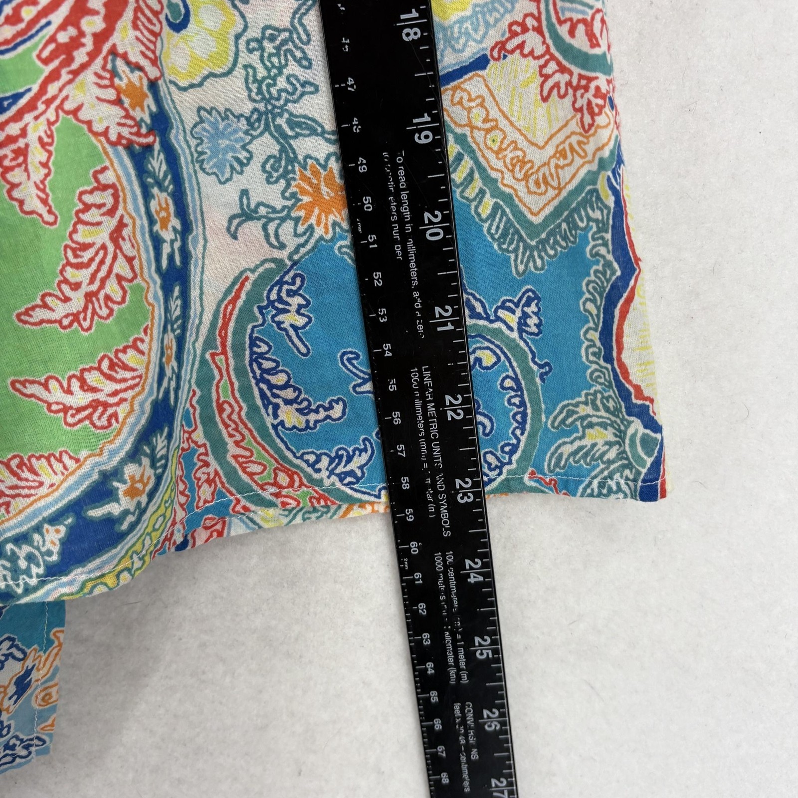 Lauren Ralph Lauren Blouse Womens 2X Plus Paisley V Neck Bell Sleeve Tunic Boho
