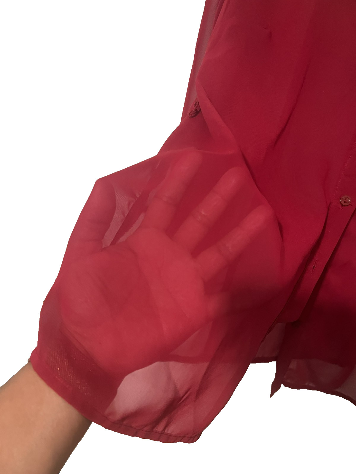 East 5th, Ladies Red Dressy Sheer Blouse M Classy Business