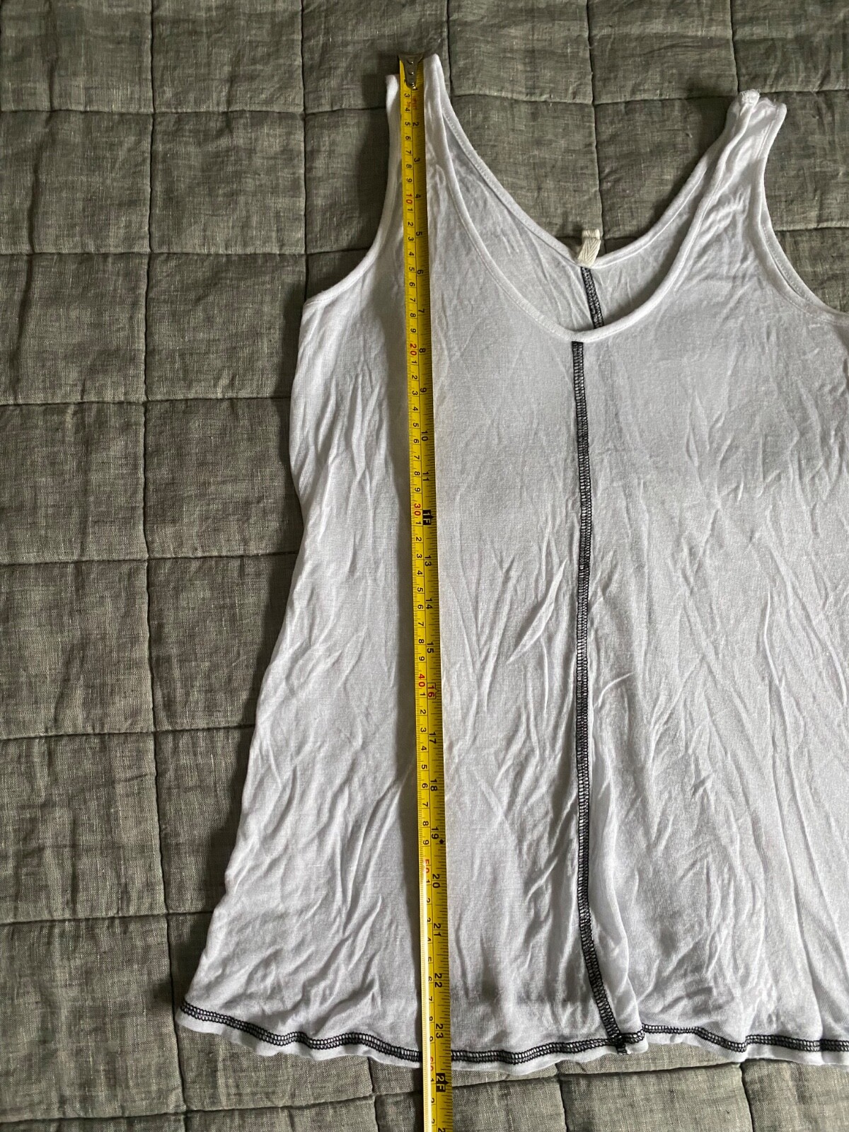 Lanston Sheer White Vest Top, Lightweight 100% Rayon, V-Neck Design, Size XS