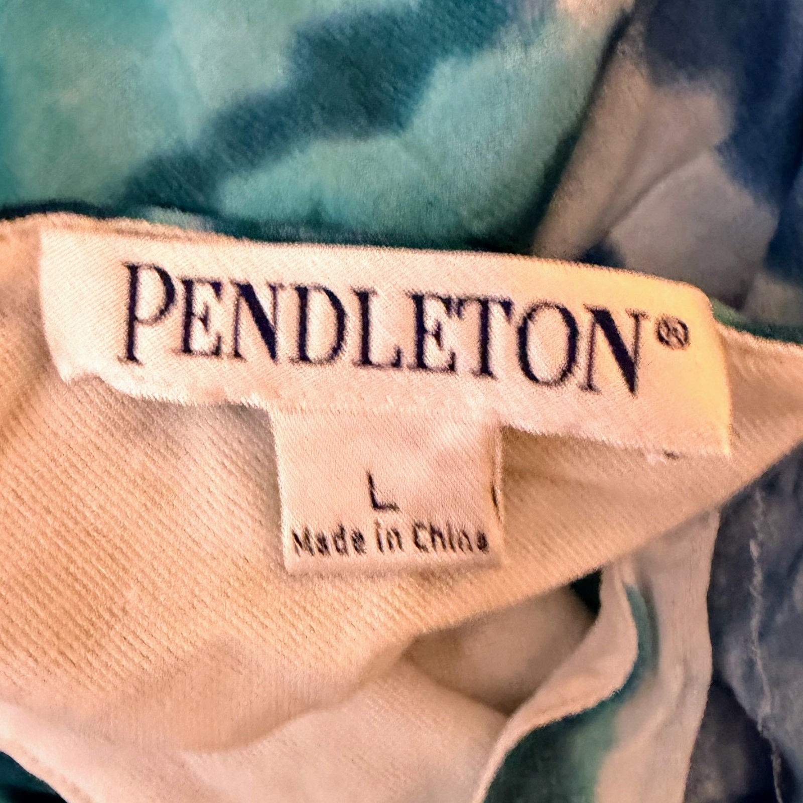 Pendleton Silk Blend Abstract Watercolor Tank Top Blue Teal Size L Artsy FLAW