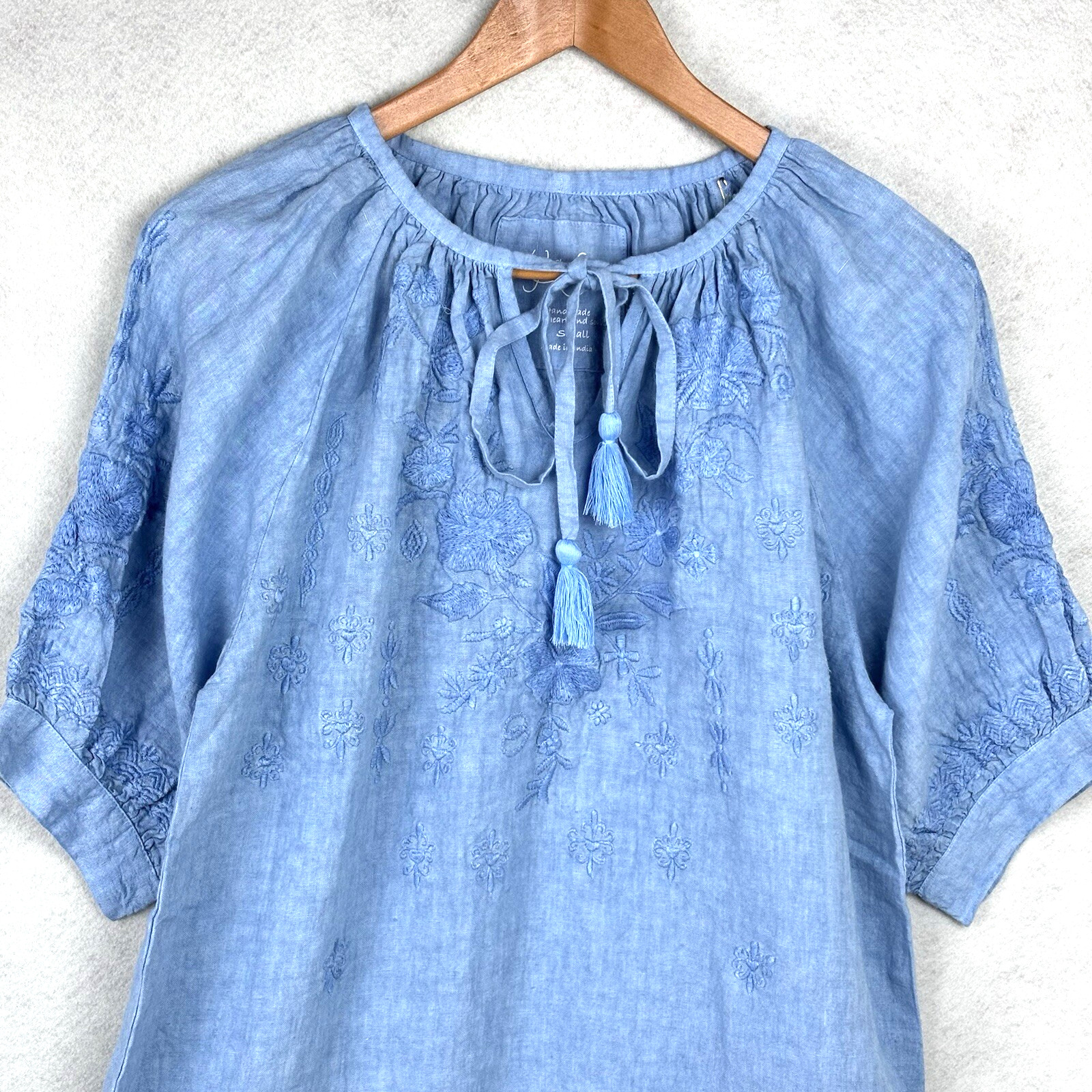 NWT Kyla Seo Caite Sz S 100% Linen Dress Tunic Blue Women Costal Beach Resort