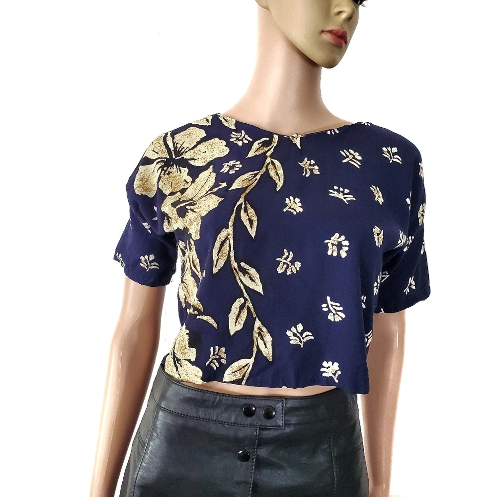Gidget Vintage Floral Tropical Crop Top Retro Boho Made in USA Rayon Indie