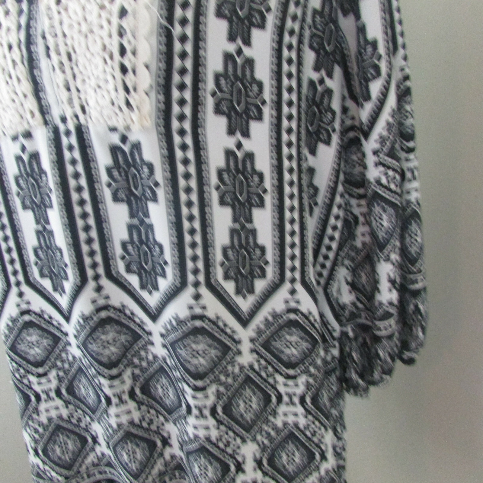 Fab’rik Womens Blouse Medium Black White Boho