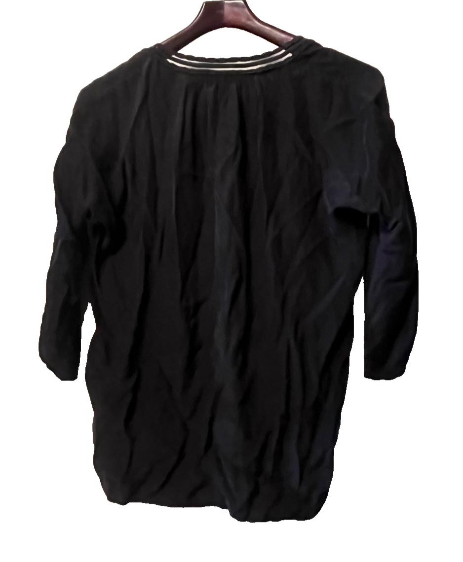 ETOILE ISABEL MARANT BLACK 100% SILK V NECK BLOUSE TOP WOMEN’S SIZE 2 MEDIUM