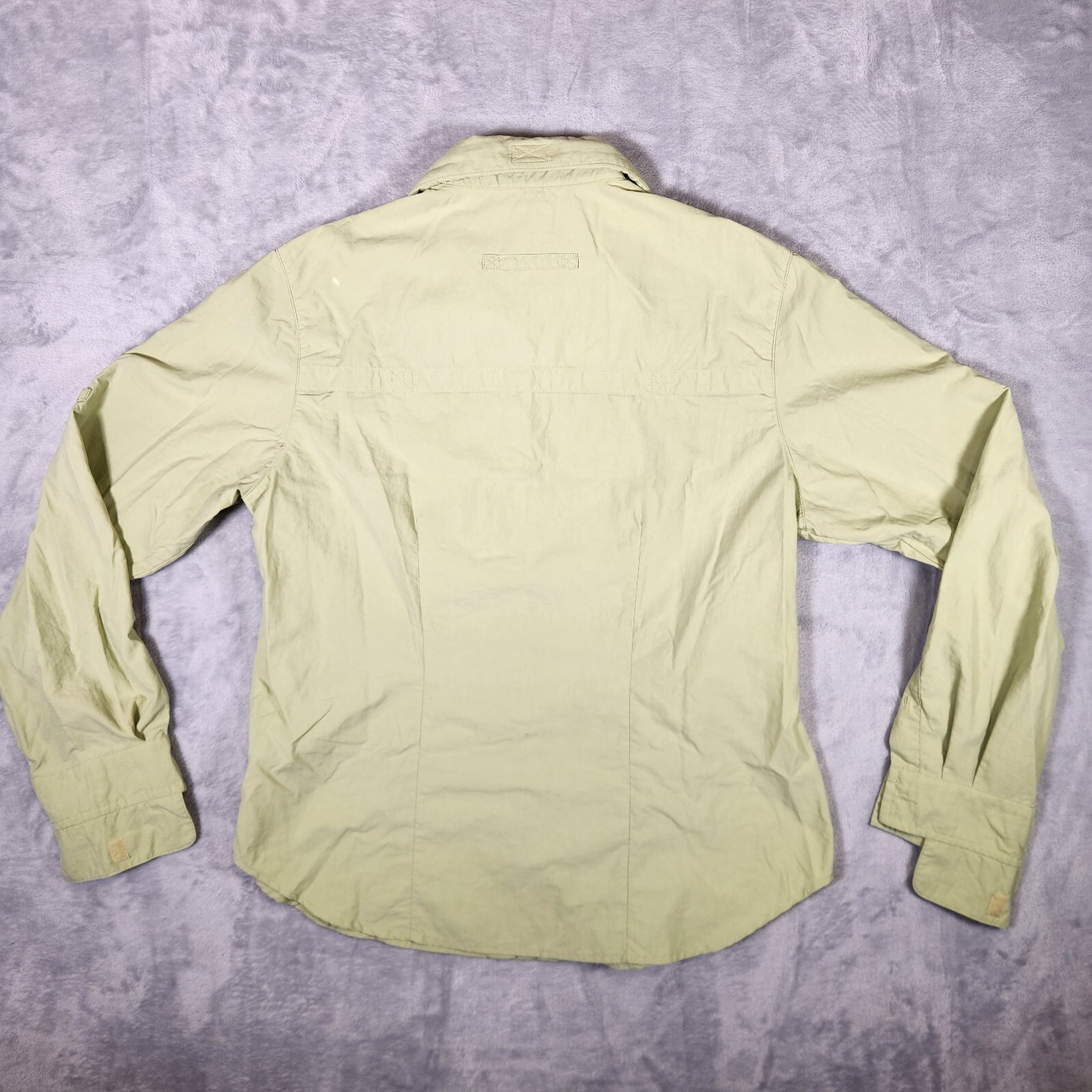 Travel Smith Shirt Womens Medium Green Vented Button Up Nylon Camping Gorpcore