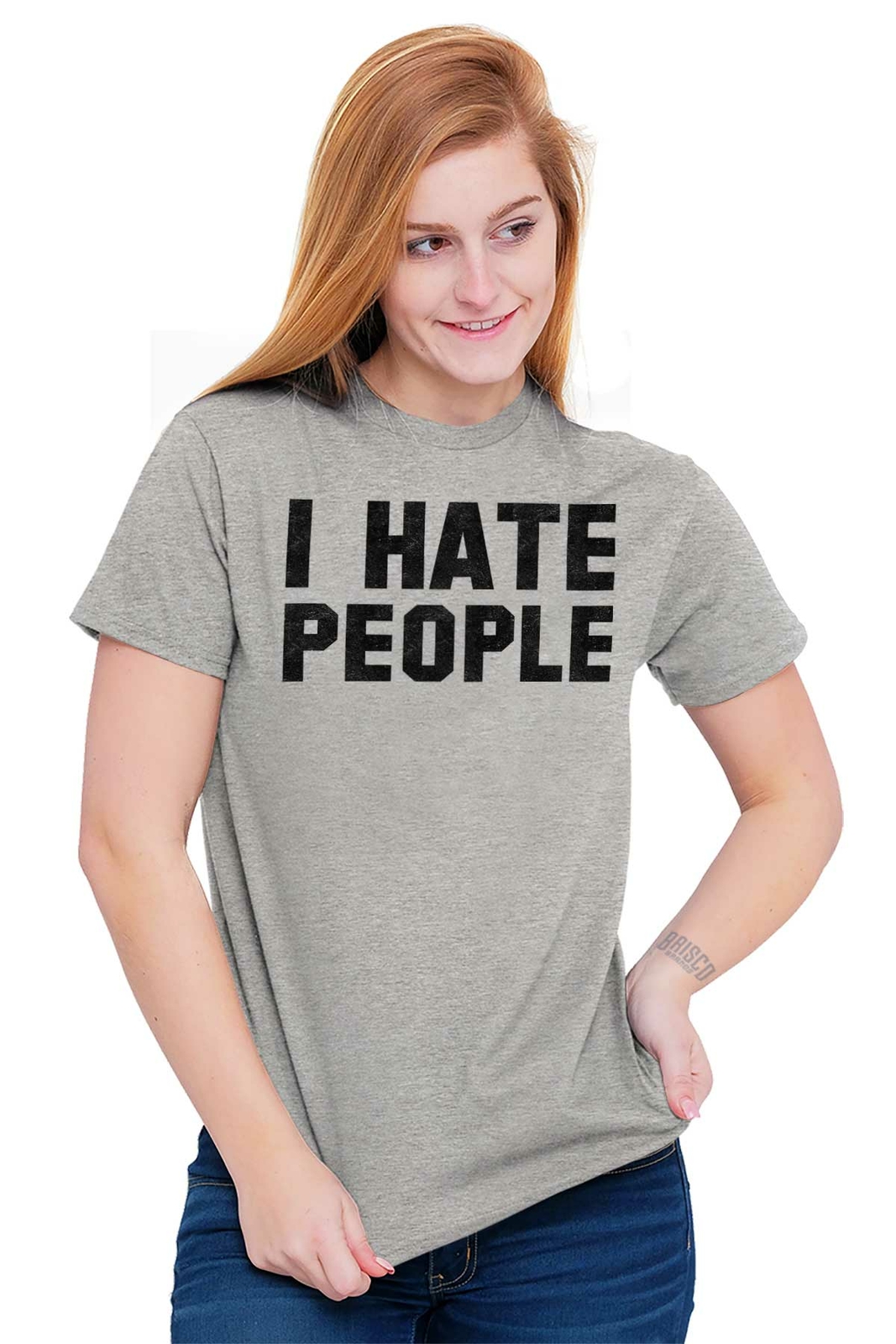 I Hate People Funny Introvert Antisocial Cute Womens or Mens Crewneck T Shirt Te