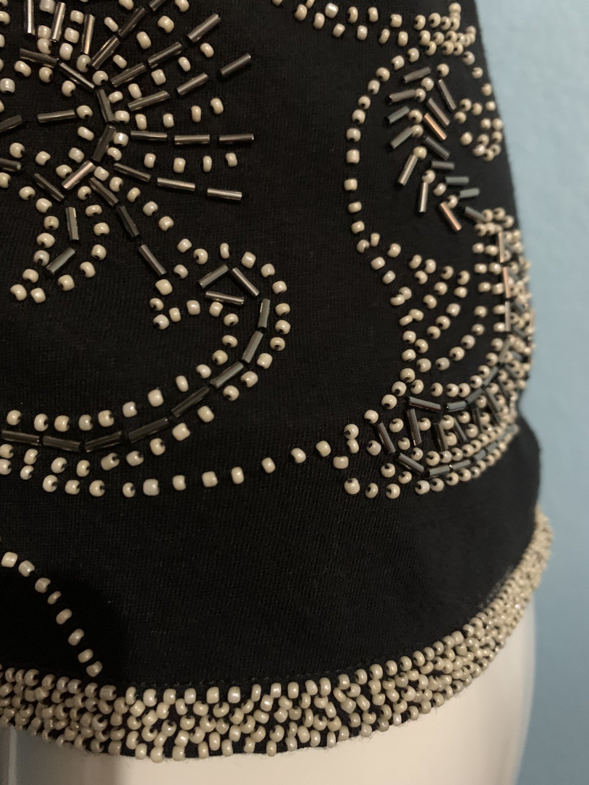 Y2K Twisted Heart Heavily Beaded Black Spaghetti Strap Top Size Small