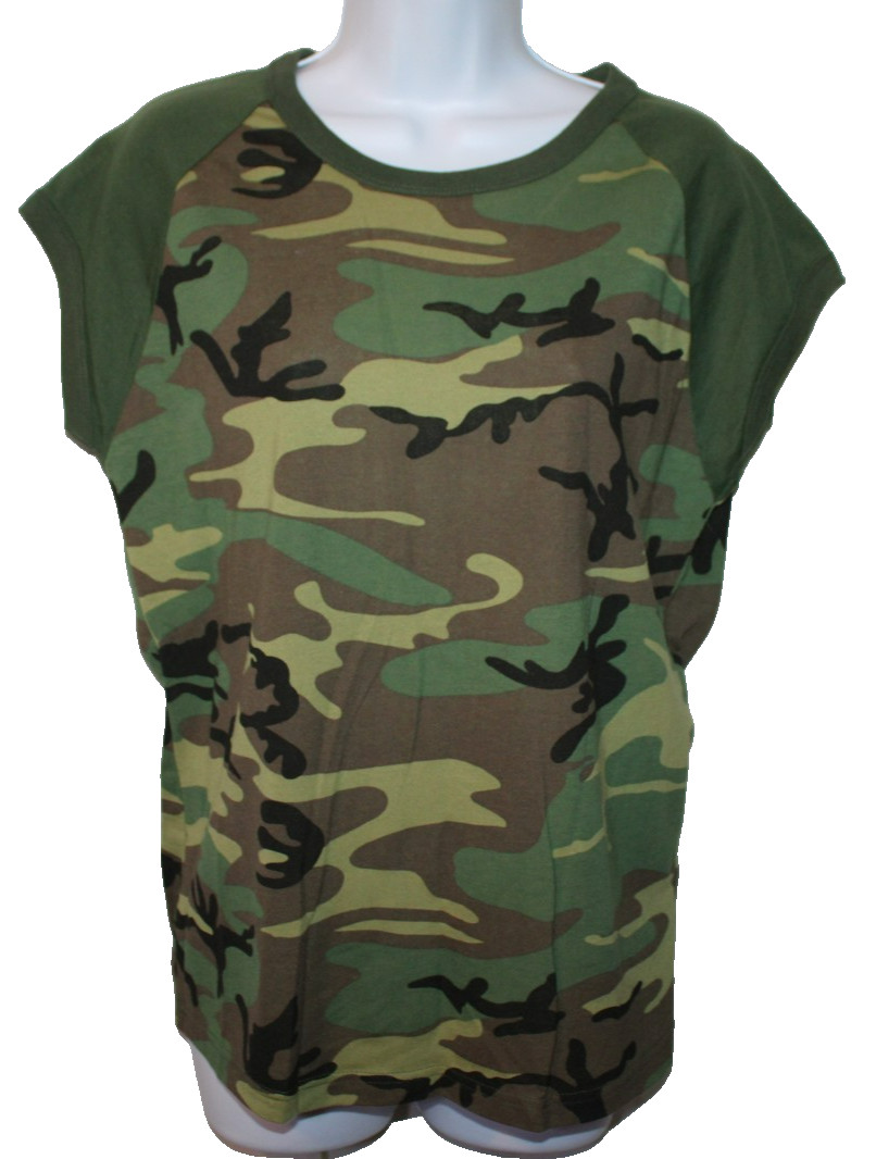 Rothco® Woodland Camo Tactical Women Stretch T-Shirt – New – Size XL