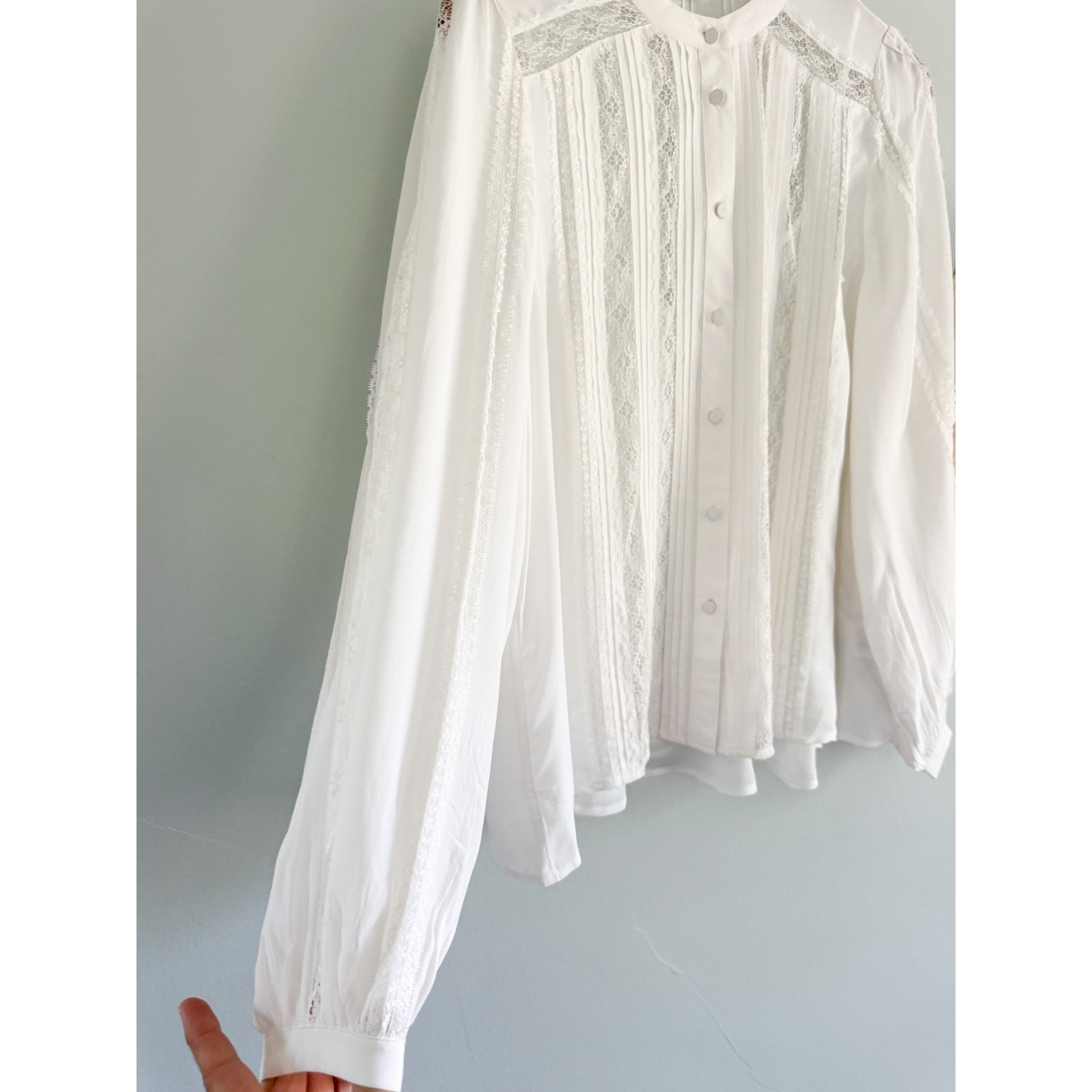 Madewell | NWT Lace Insert Button Up Top Winter White | Sz L