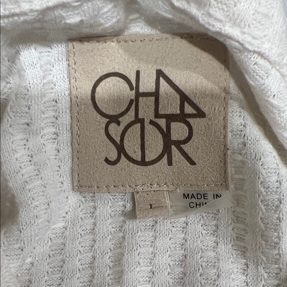 Chaser Cream Textured Long Sleeve Blouse Size L NWT
