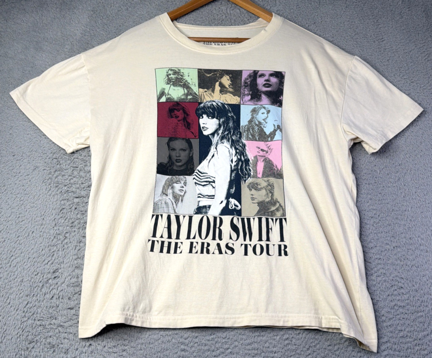 Taylor Swift T-Shirt Womens Size Large The Eras Tour Cream Beige Double Sided