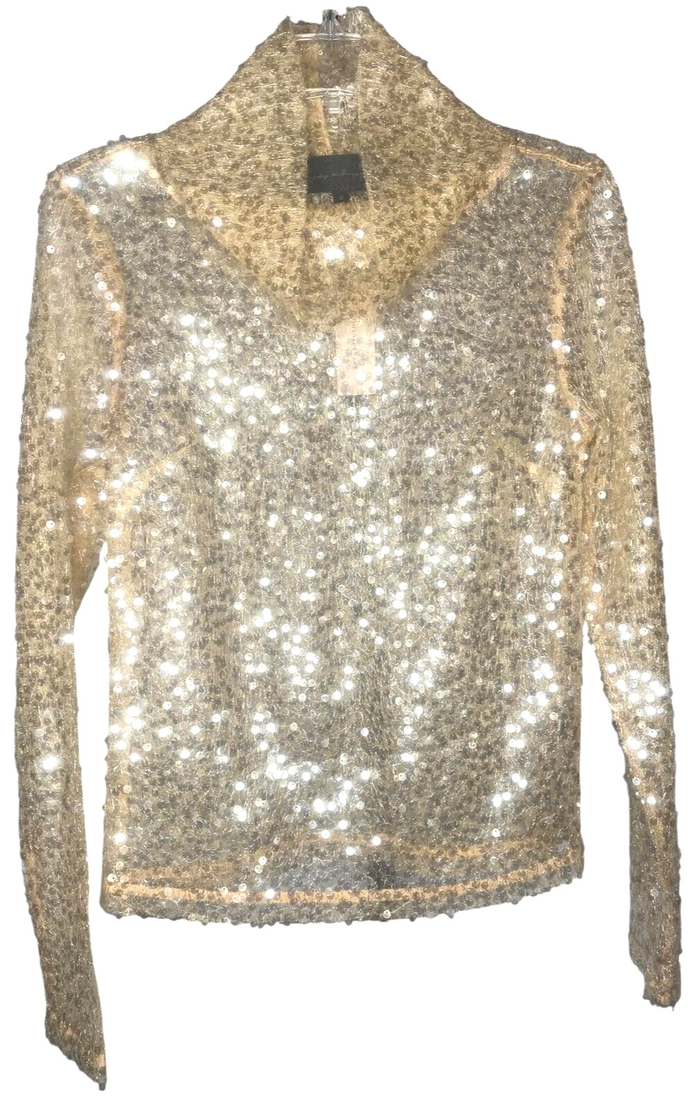 Anthropologie Sunday in Brooklyn sheer sequin turtleneck Shirt Blouse Size XS