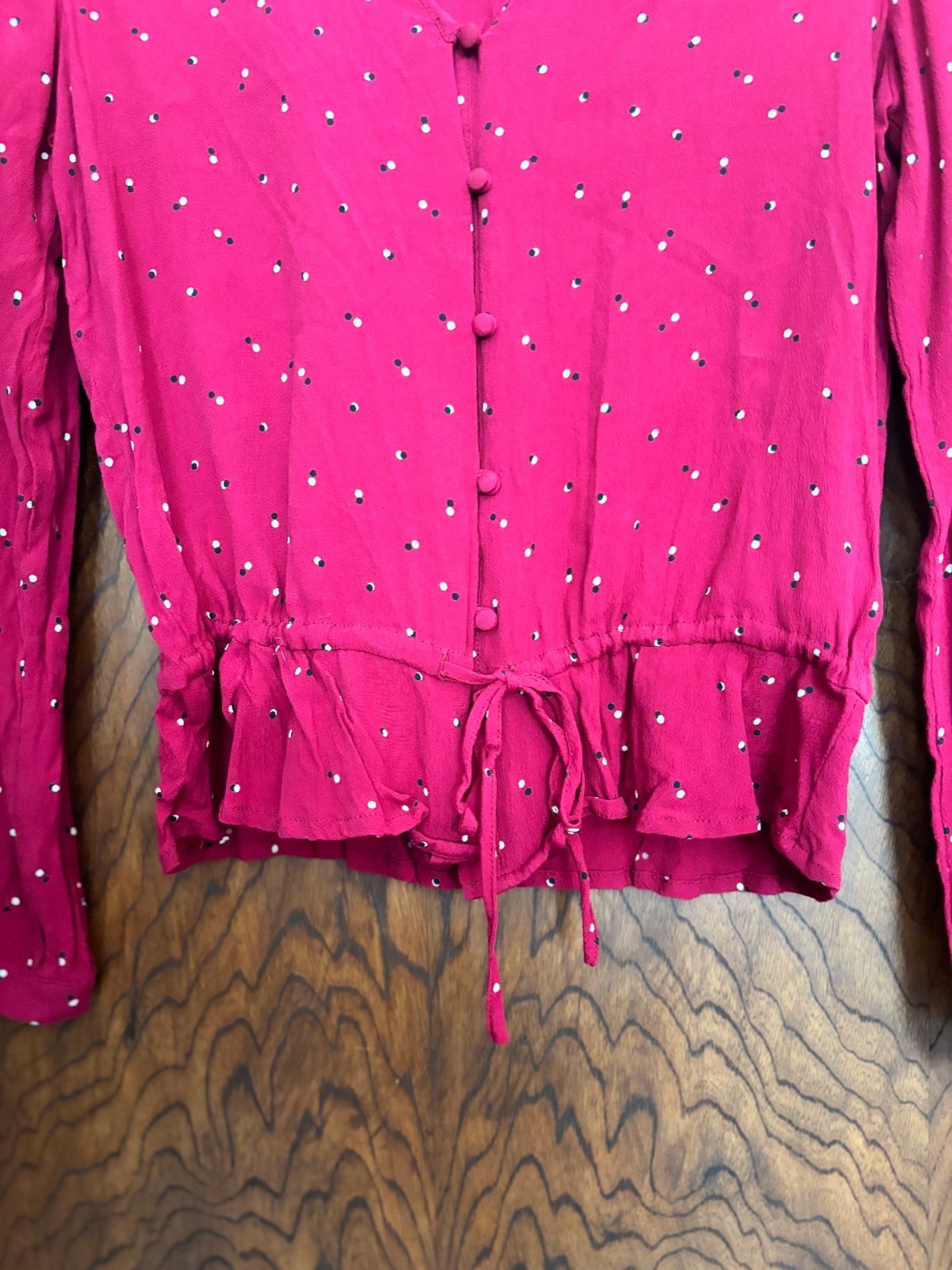 Rails Beaux Rouge Offset Dot Rayon Blouse Small
