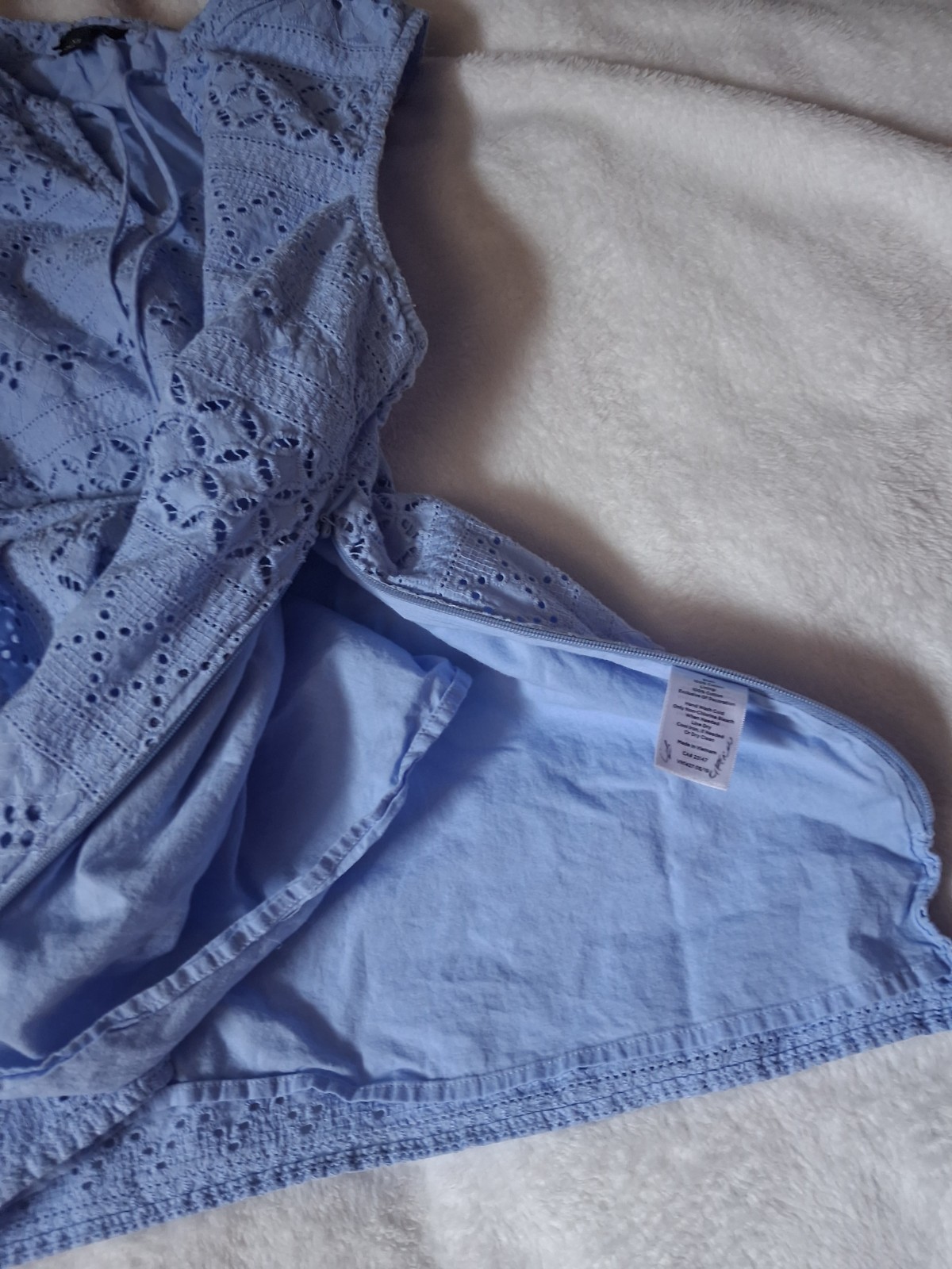 Womens Cute Blue, 0 Cotton Sleeveless Shirt,With Tassels,& Side Zipper XS