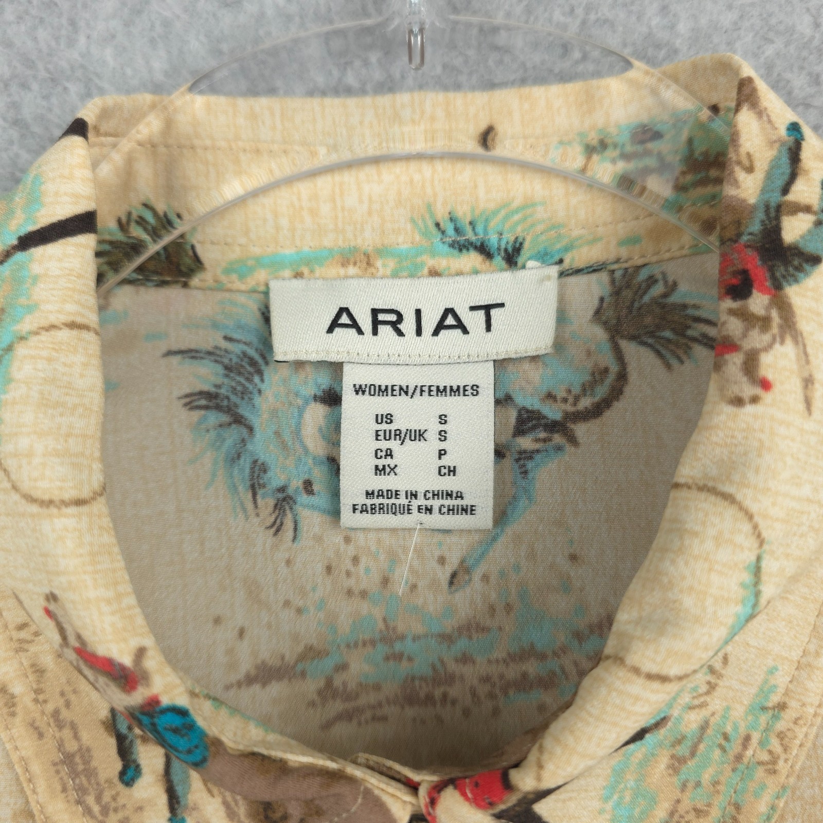 Ariat Shirt Womens Small Homestyle Western Cowgirl Rodeo Print Lightweight LS