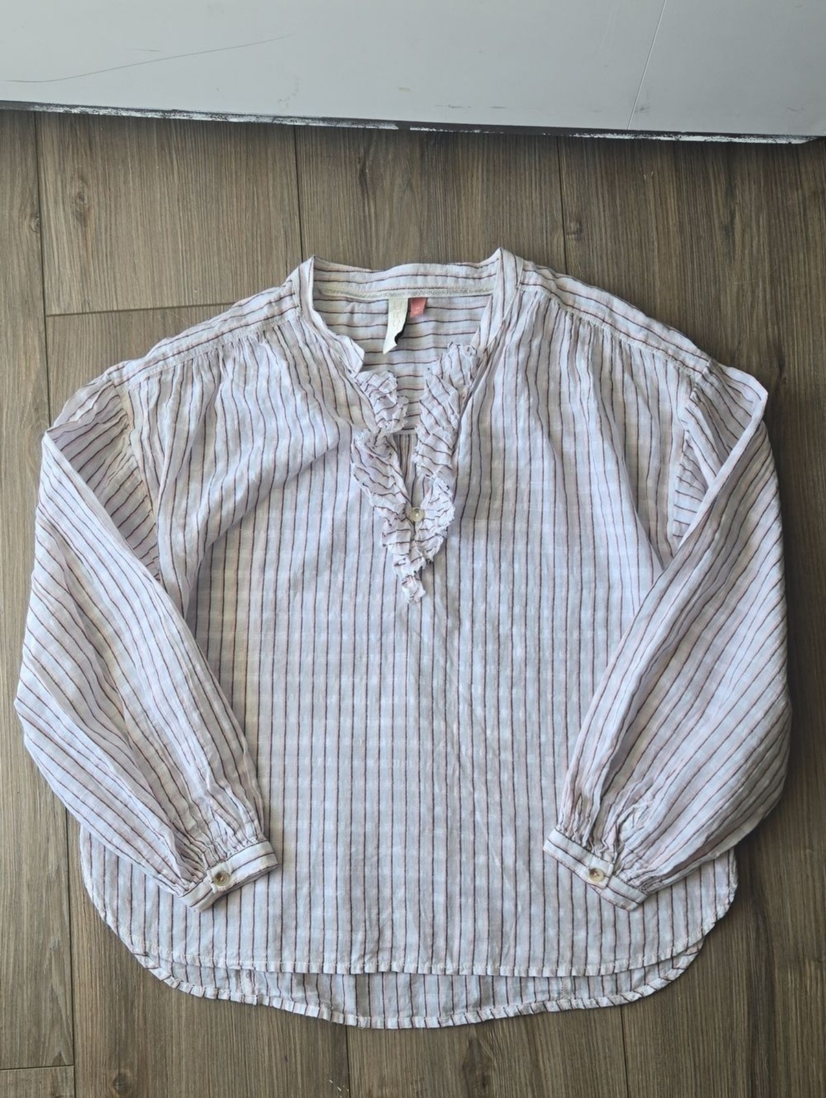 Anthropologie Pilcro Cotton And Linen Blend Striped Top
