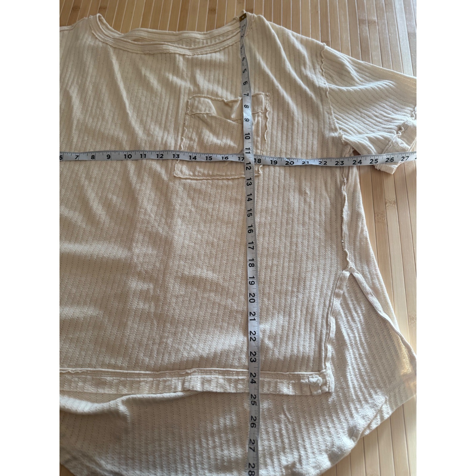 We The Free Free People tulum Cream Waffle Knit Oversized Thermal Pocket Tee XS