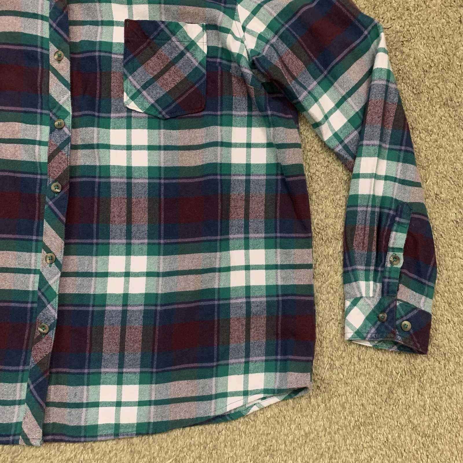 Natural Reflections Shirt Womens XL Purple Blue Flannel Button Up Outdoor Top