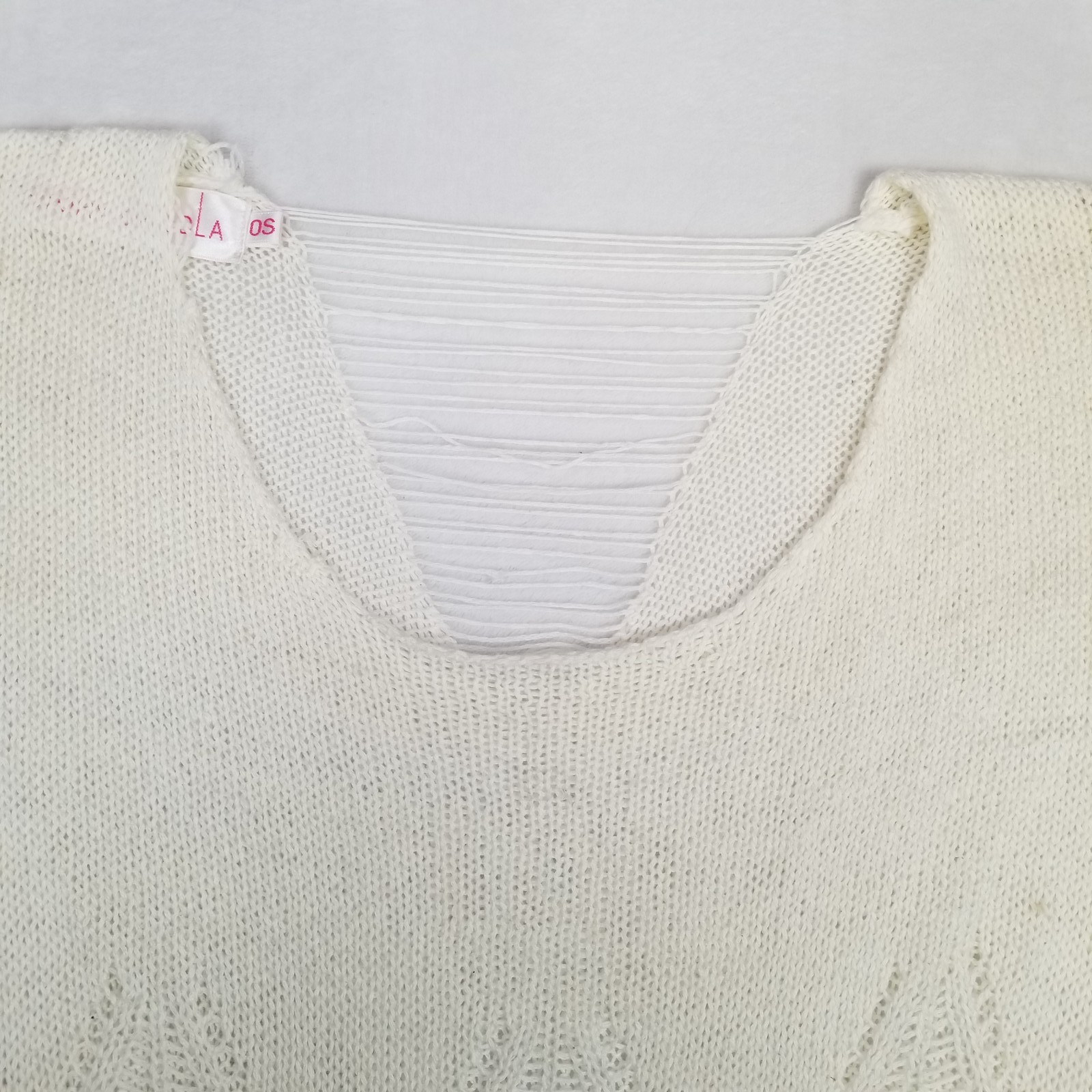 Story of Lola Cap Sleeve Knit Top Women’s Size OS Cream Fringe Hem Open Weave