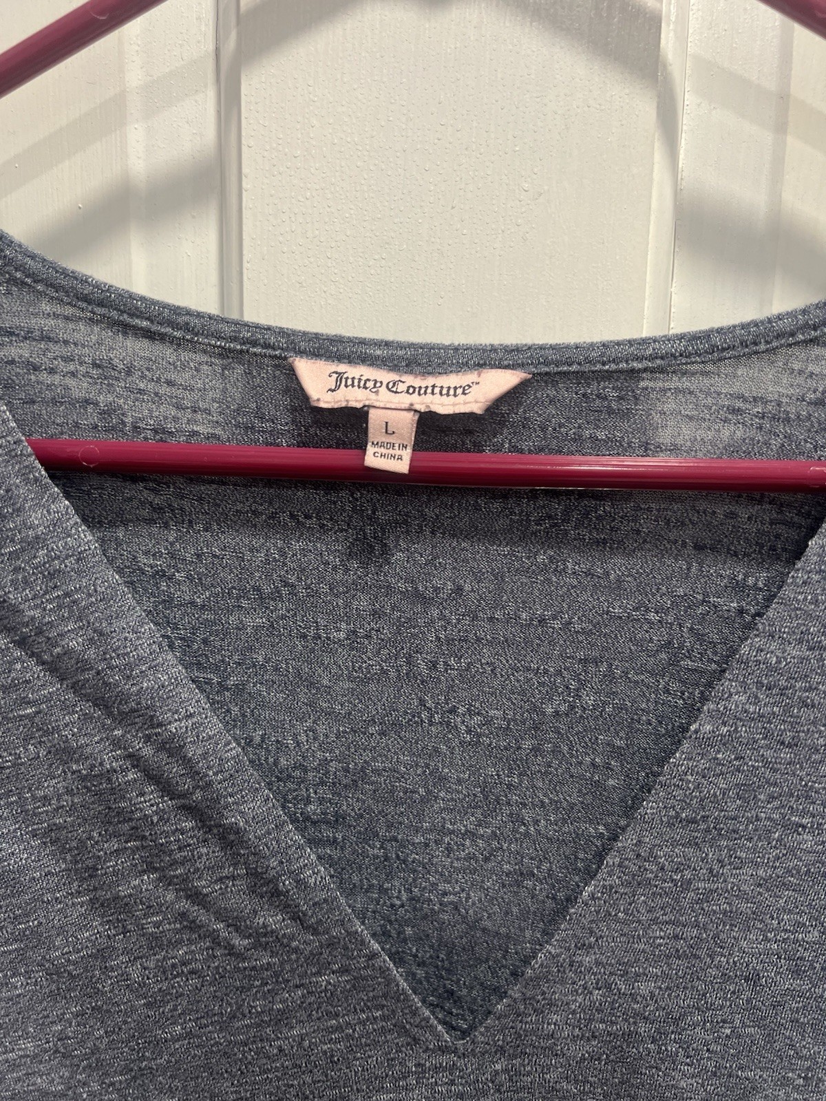 JUICY COUTURE Heathered Grey Dolman V Neck Front Knot Shirt SIZE LARGE Pre Loved
