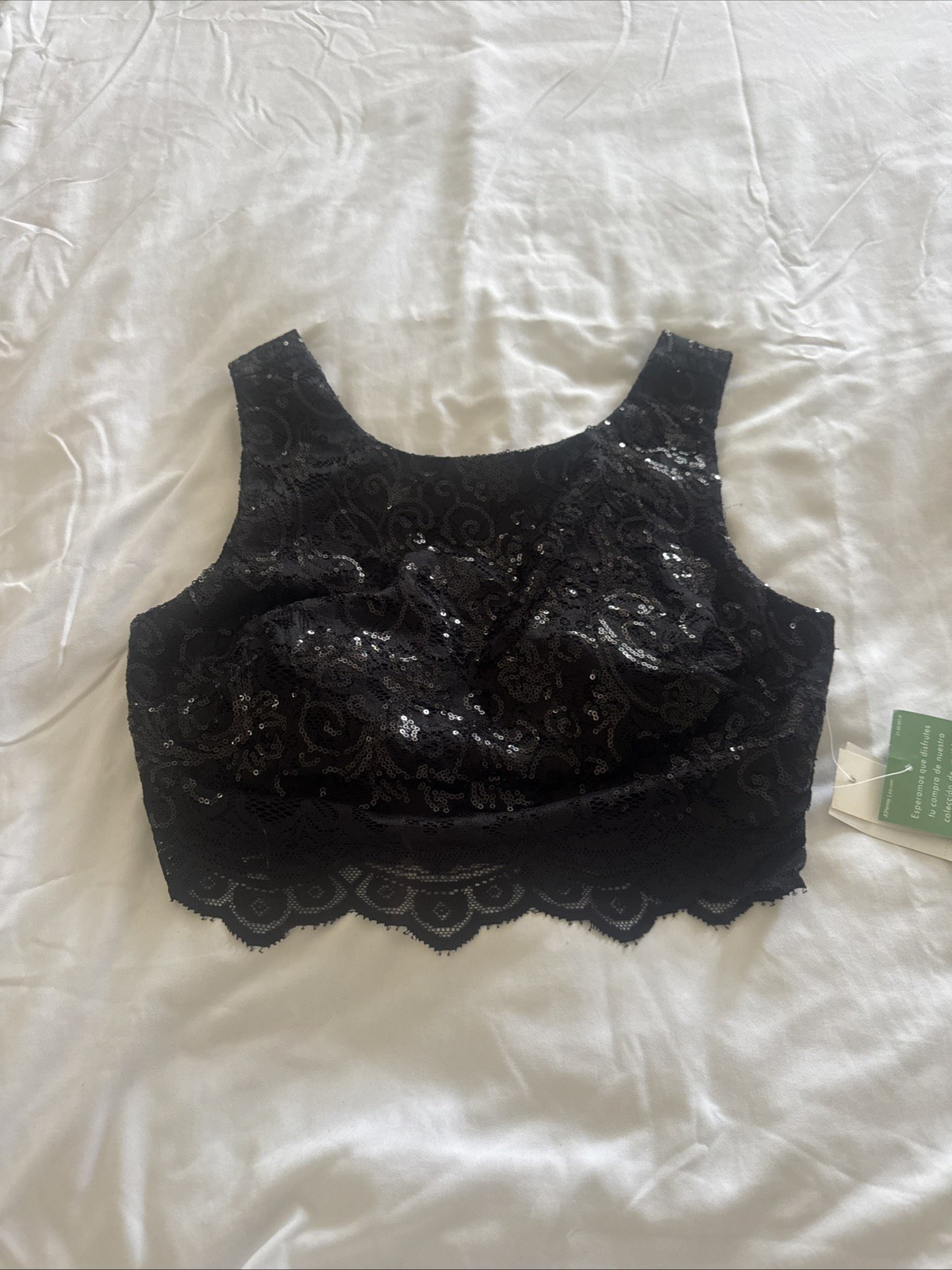 City Triangle Black sequined halter top Sz 3 Great Condition