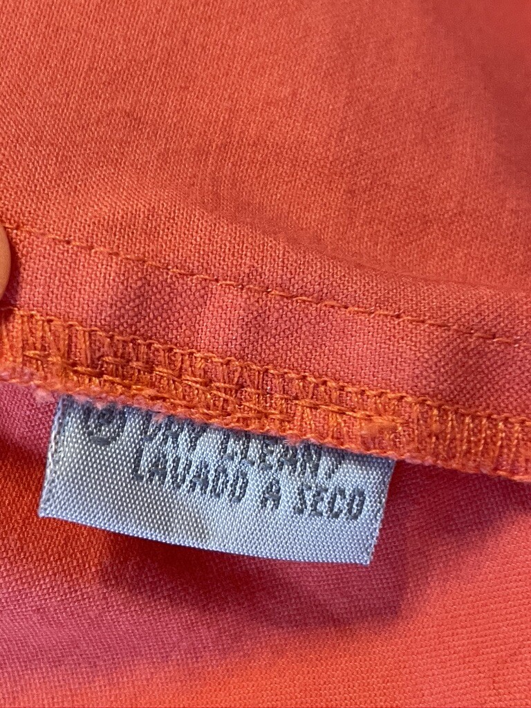 Ladies Blouse Orange V-Neck Button Collared Sz 8 By Logic 97%Cotton & 3%Spandex