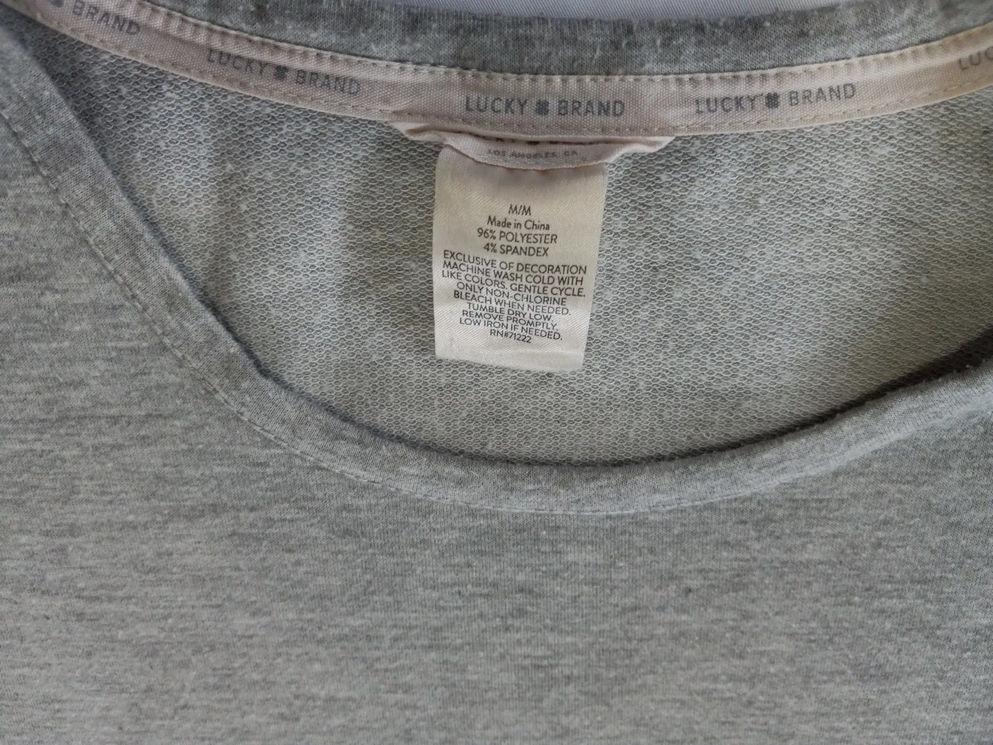 Lucky Brand Women’s Medium Shirt Blouse Solid Gray Blended Fabric Folded Sleeve