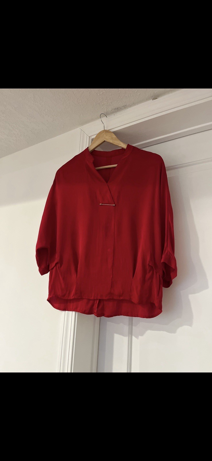 Red silk blouse; wow mulberry silk; US size S and M