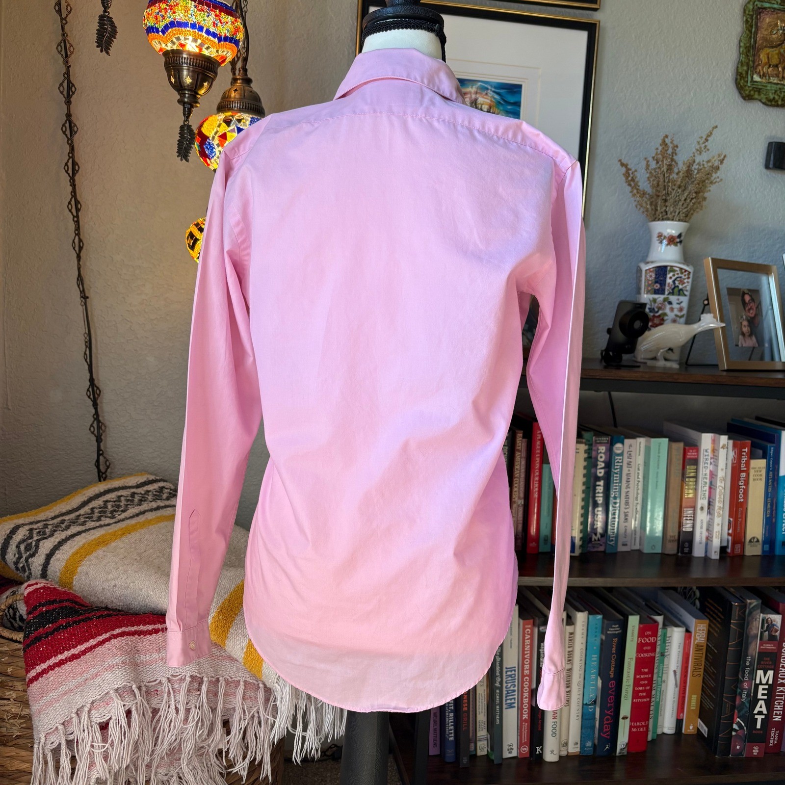 Vintage Pendleton Country Sophisticates Pink Tuxedo Blouse Pleated Front USA