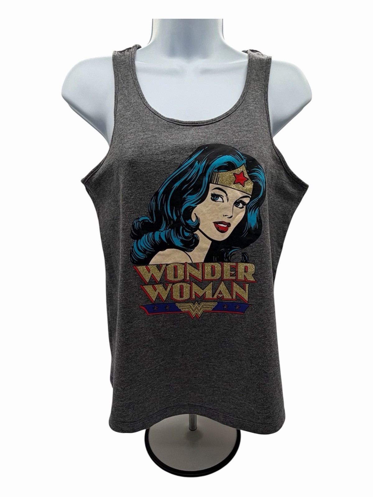 Etam Wonder Woman Vest Top Grey Graphic Print Sleeveless Tank Size S DC Comics