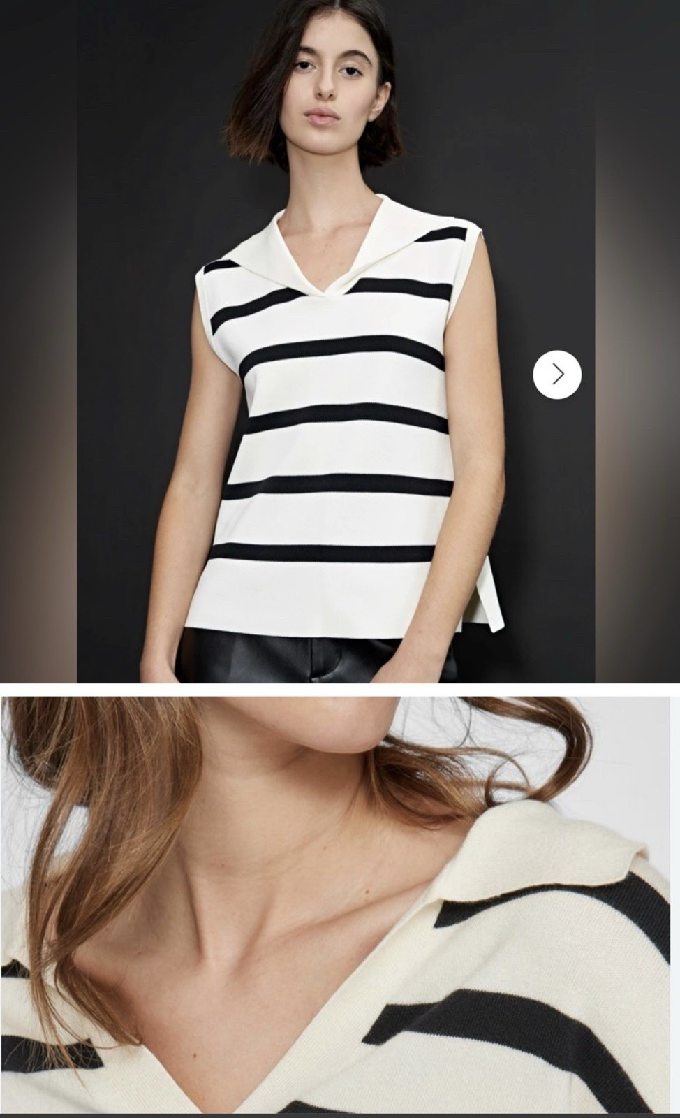 Catherine Malandrino white and black striped blouse for women size M