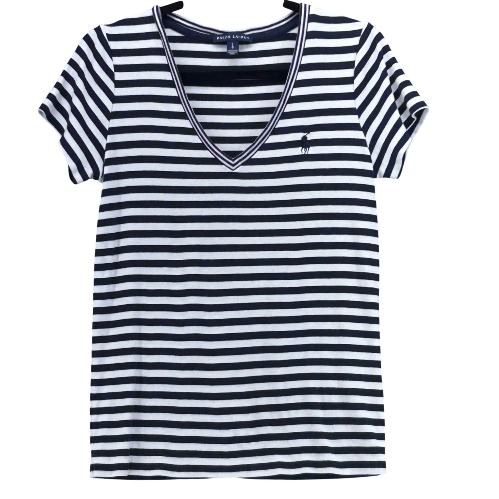 Ralph Lauren Womens Shirt Large Preppy Nautical Beach Sea Designer Lux Pony