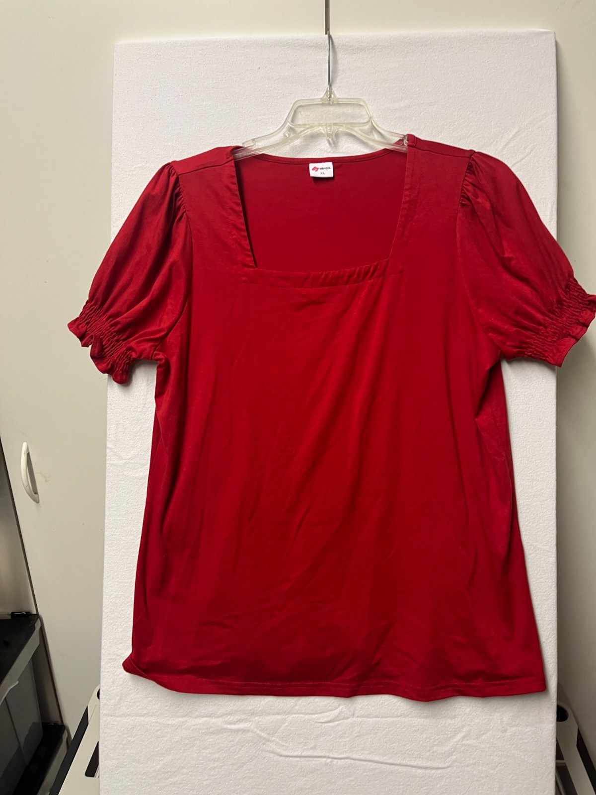 Wiholl Women’s Casual red blouse XL short Sleeve Top Great Condition