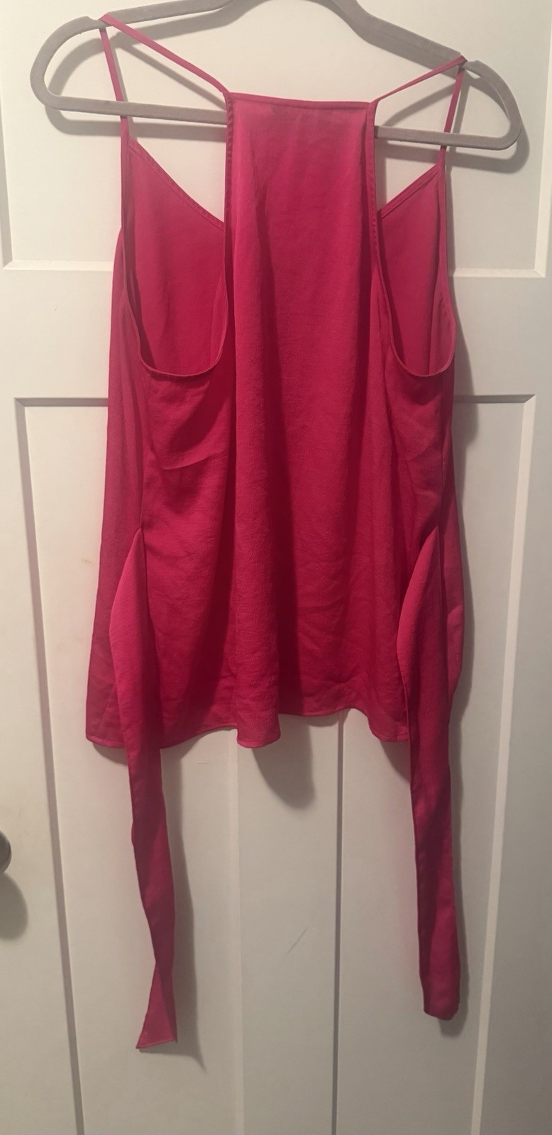 Express Women’s Pink Solid Scoop Neck Spaghetti Strap Tie Front Camisole XL