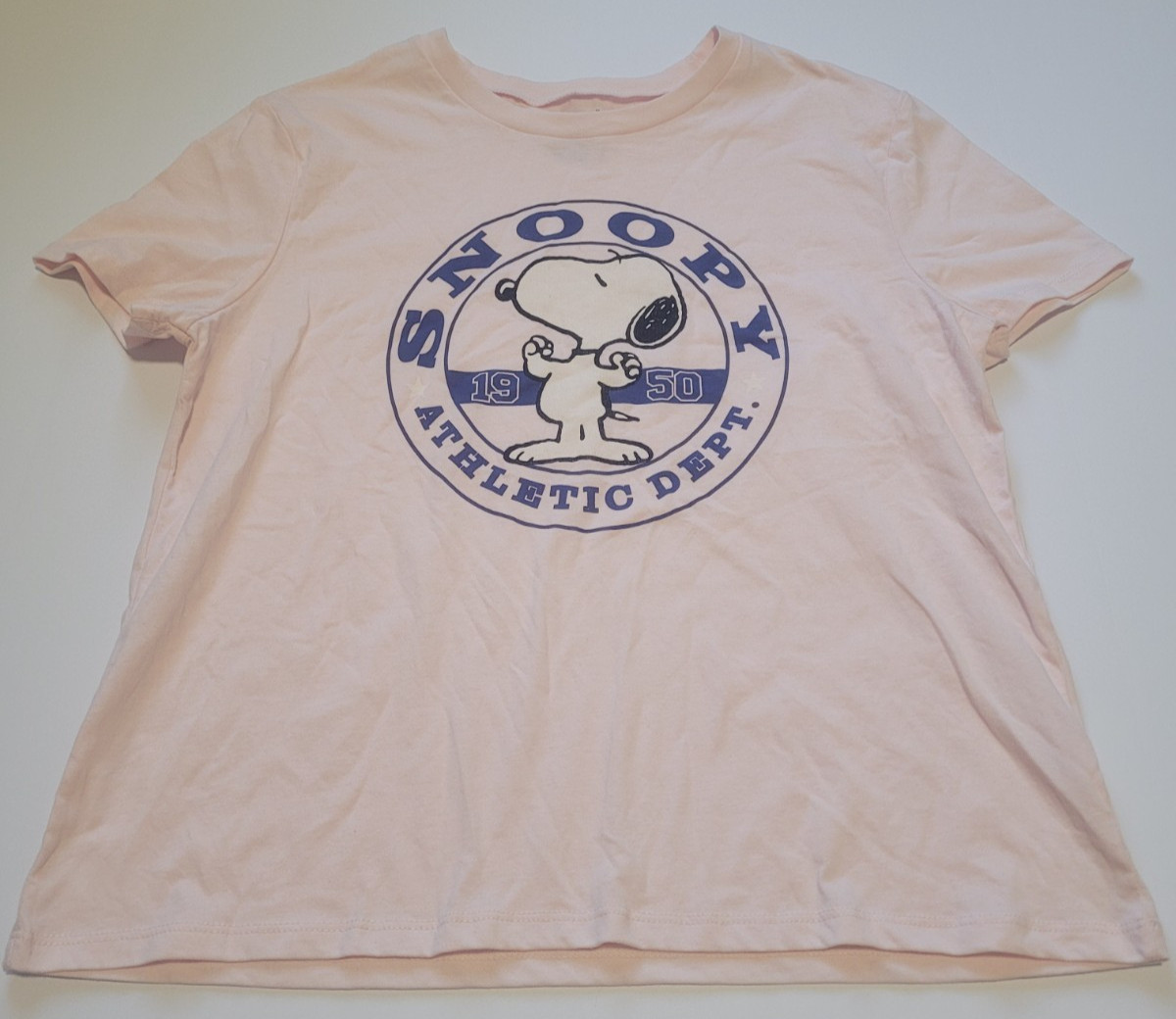 Womens Size L Pink Snoopy Peanuts Character T-Shirt Top Athletic Dept. Large