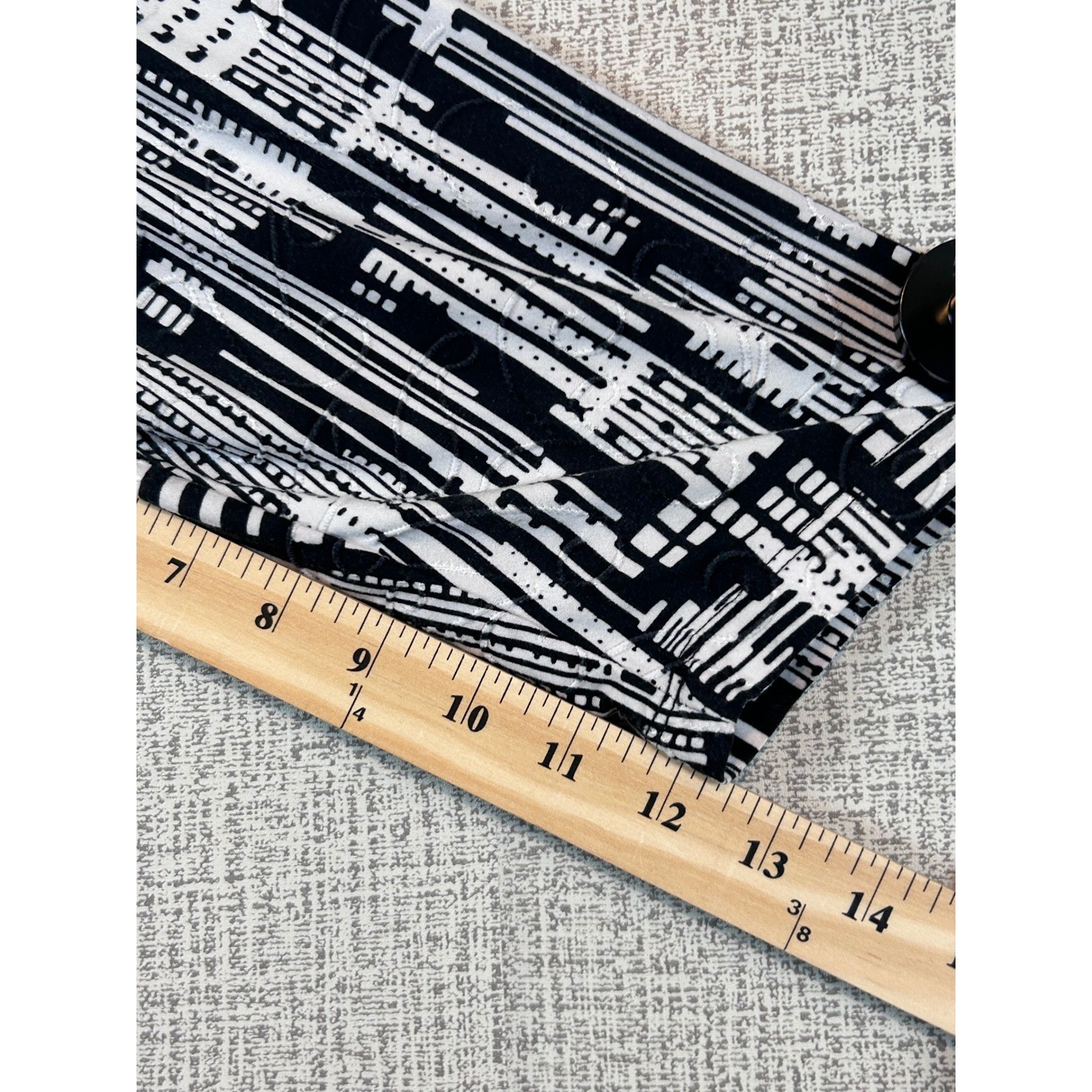 JM Collection Woman Black White Geometric Office 3/4 Sleeve Top Plus 1X Tunic
