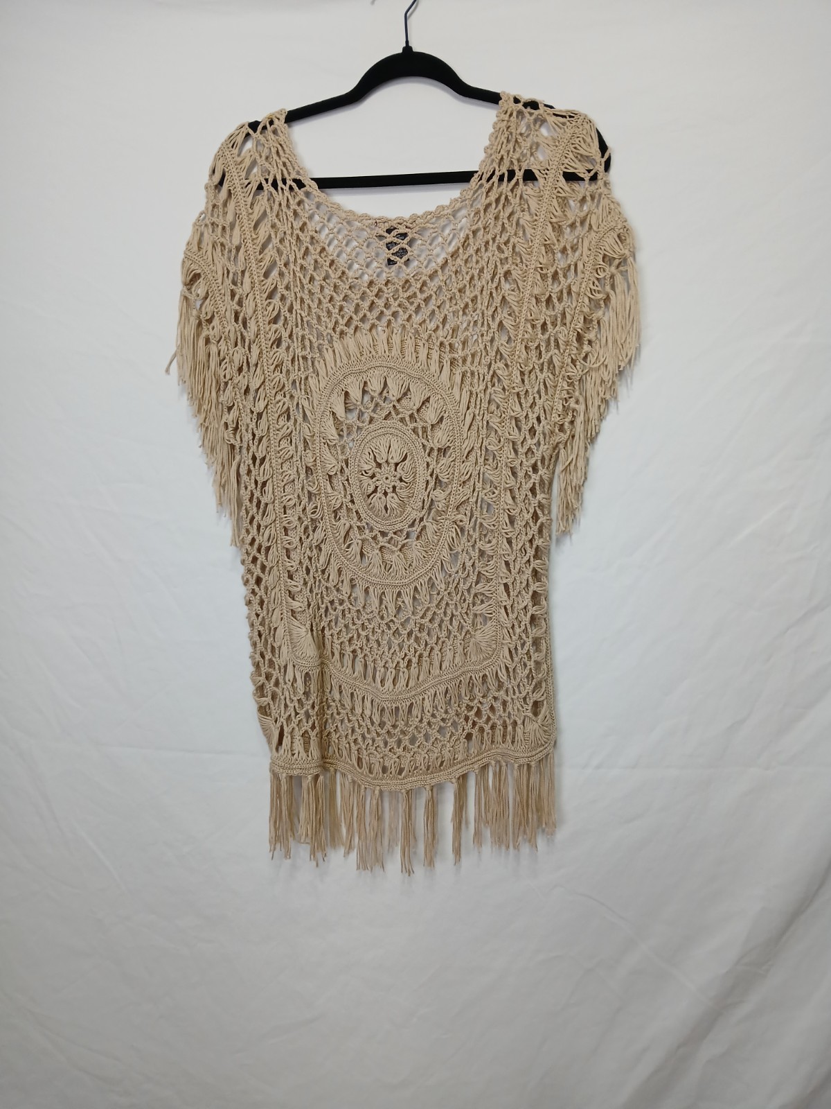 Questions by Say What sz M Crochet Top y2k beachy boho bohemian fairy 90s
